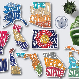 Bundle Print and Cut Svg Png Stickers 50 States Nicknames - Etsy
