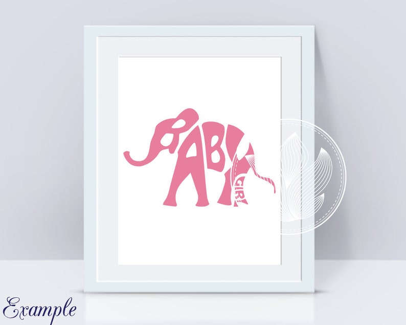 Download Clip Art Png Elephant Overlay Baby Girl Elephant Word Art Gender Announcement Elephant Word Svg Elephant Nursery Dxf Baby Girl Eps Art Collectibles