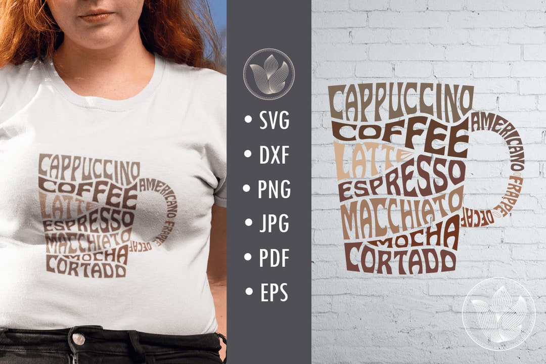 Coffee Mug Word Art, Coffee Mug Jpg, Png, Eps, Svg, Dxf, Coffee Logo Design, Coffee Cappuccino