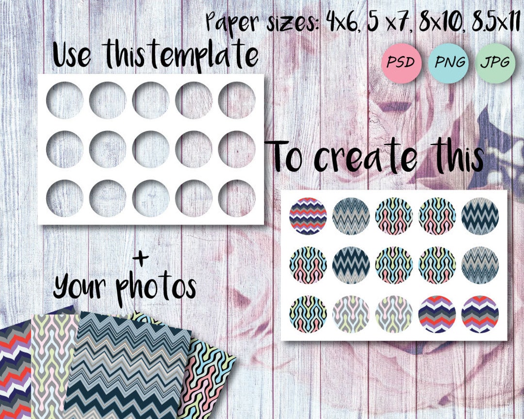 1 Inch Circle Page Template PNG Bottle Cap Template PSD Etsy
