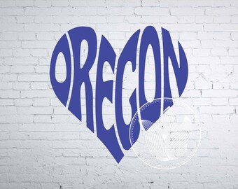 Oregon Word Art, Oregon Svg Dxf Eps Png Jpg, Oregon logo design, Oregon word in heart shape, Oregon lettering wall decor