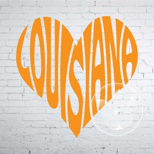 Louisiana in heart shape Word Art, Svg Dxf Eps Png Jpg, cut file, T-shirt Typography overlay