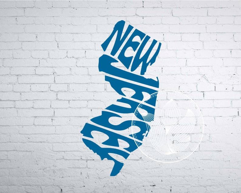 New Jersey wall decor New Jersey word in map shape New Jersey logo design New Jersey Word Art New Jersey Svg Dxf Eps Png Jpg