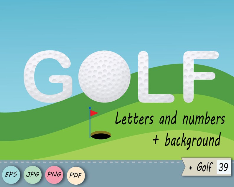 Golf Letters and Numbers Golf Clip Art Golf Embellishment Etsy