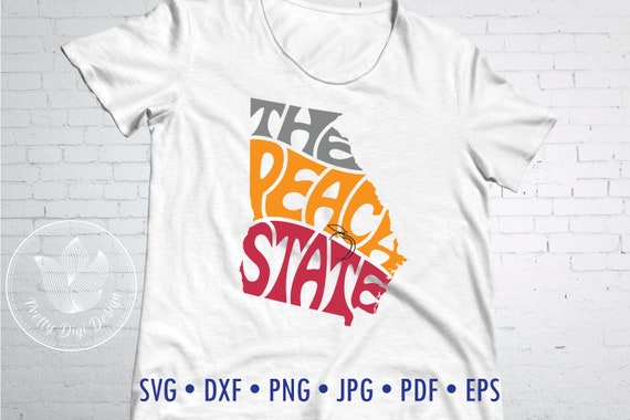 Download T Shirt Overlay Typography The Peach State Cut File Georgia In Peach Shape Sticker Looking Word Art Svg Dxf Eps Png Jpg Clip Art Art Collectibles Vadel Com
