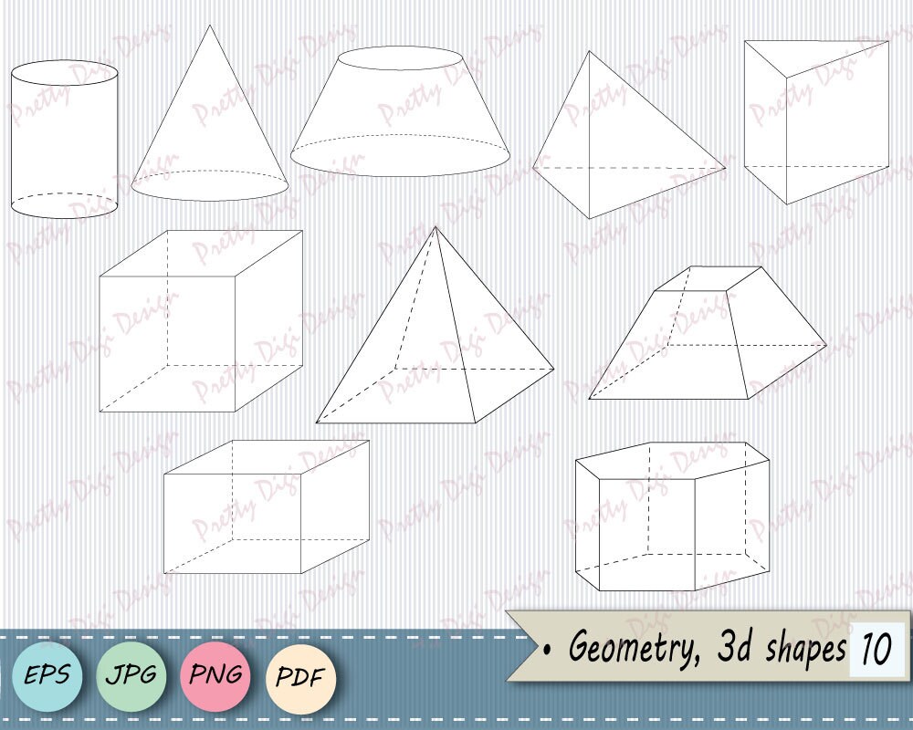 Instant download 3D Shapes Geometry Clip art Math Shapes | Etsy