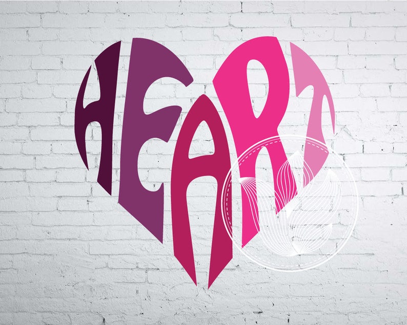 Heart Word Art Heart Svg Dxf Eps Png Jpg Heart Logo Design - Etsy