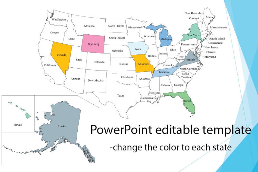 United States Editable Map Powerpoint Template Etsy