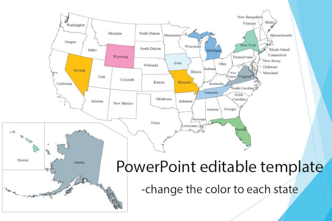 United States Editable Map Powerpoint Template Etsy