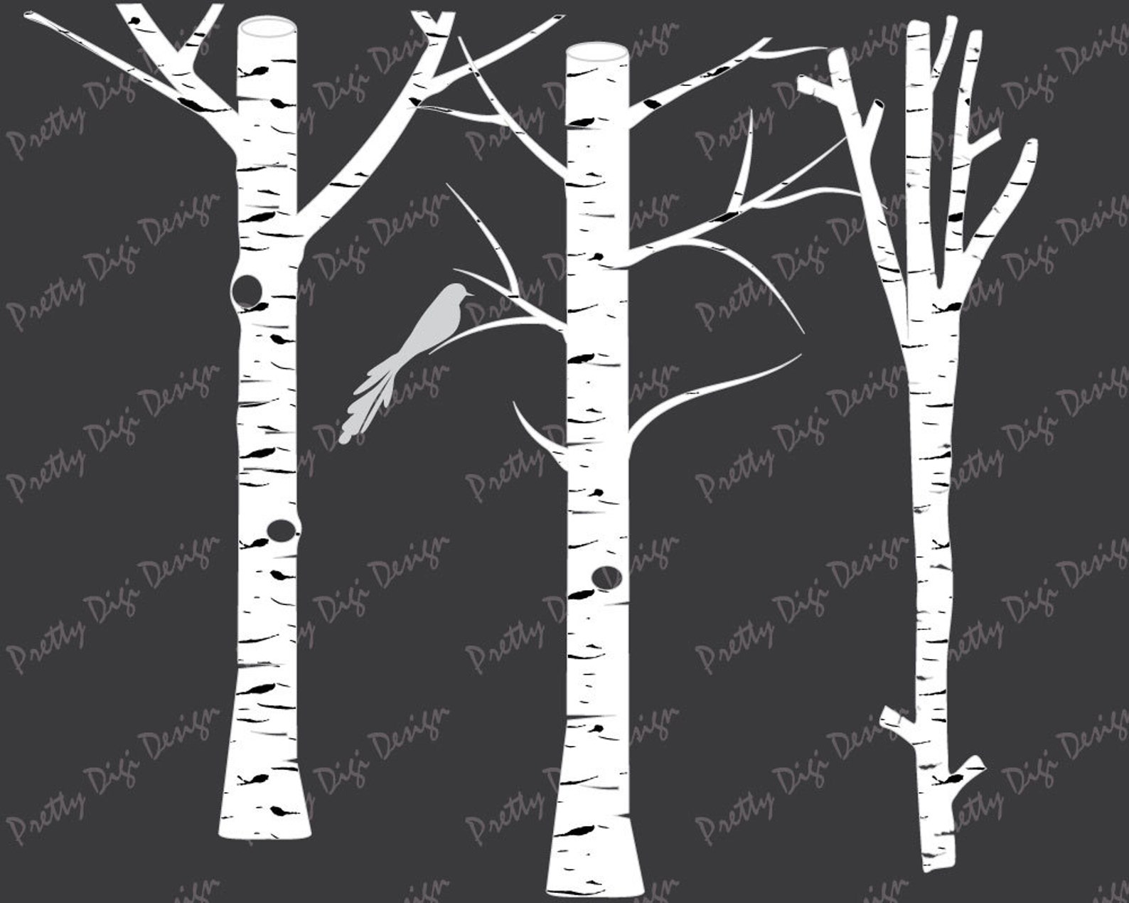White Birch Clipart Tree Clipart Birch Vector Birch PNG Etsy