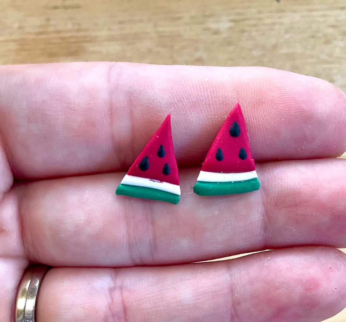 Watermelon Earrings Polymer Clay Earrings Watermelon Etsy