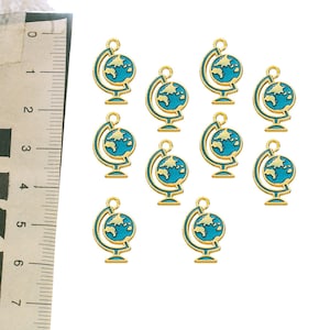 Globe charms Enamel finish Small size 1x1.7