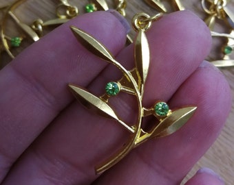 Green crystal Olive branch charms Wedding charms traditional greek gouri Good luck charms New year charms Greek wedding favors supplies