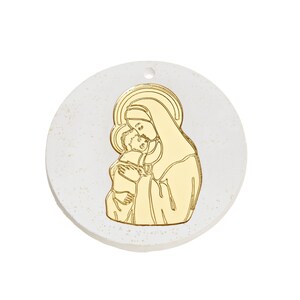 Mary and Jesus charm Baptism favors Ceramic religious souvenirs Size 7.5 cm