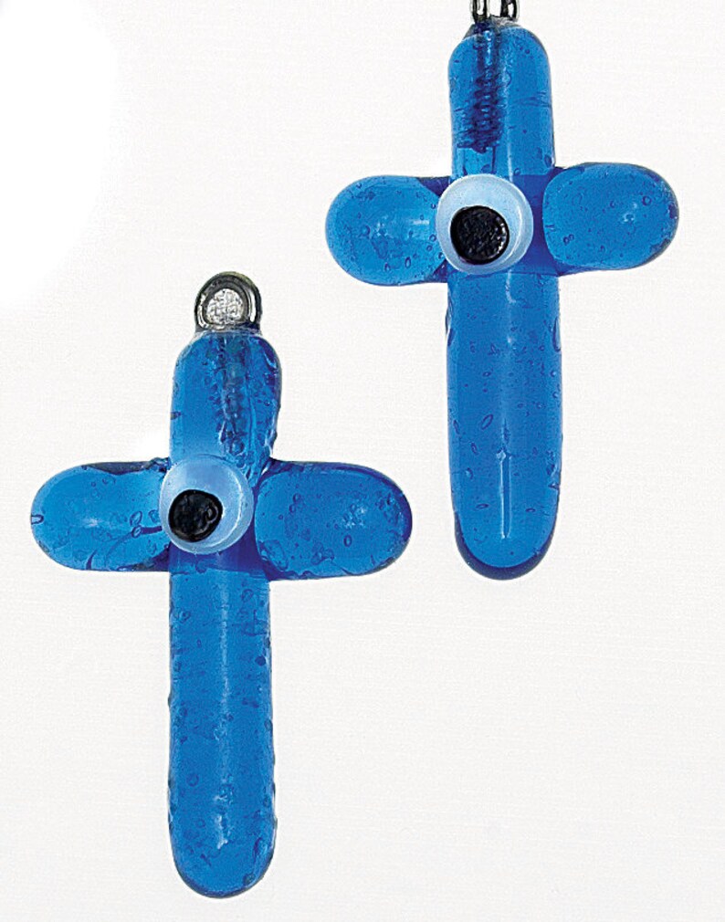Mati Cross Glass 200400 Blue Witness Pins Party Supplies Evil Eye