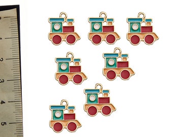 Toy train charms Enamel finish Small size 1.5x1.5