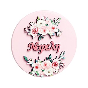 Bouquet of roses Name charm Personalised baptism favors Ceramic custom souvenirs Size 8 cm