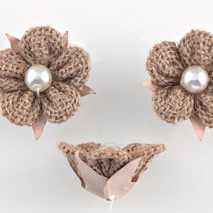 Burlap pearl Flowers 10-200 Wedding bouquet Rustic party supplies Baptism decorations Handmade wholesale DIY scrapbook embellishments fabric