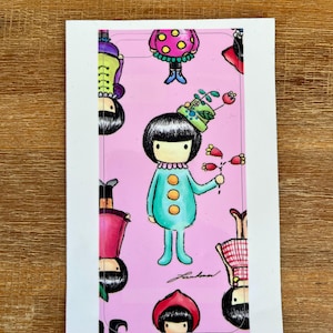 Wasser Fische – Cute Flower Girl Vinyl Rectangular Sticker | Original Illustrated Artwork |