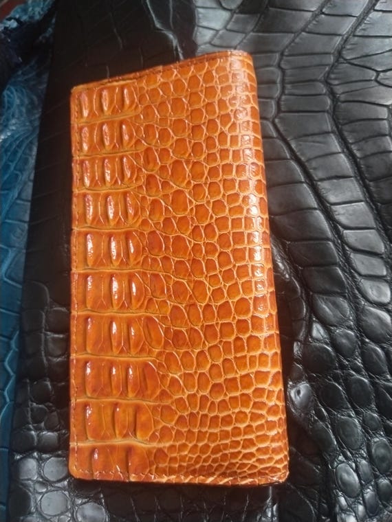 Handmade Alligator Leather Wallet Tan Vintage Exclusive Luxury Exotic Leather Wallet
