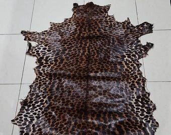 Luxury Leopard Pattern Hair-On Goatskin Leather – Brown Spotted Exotic Hide – Rare Handmade Craft Leather for Bags, Wallets, Shoes, Artisan