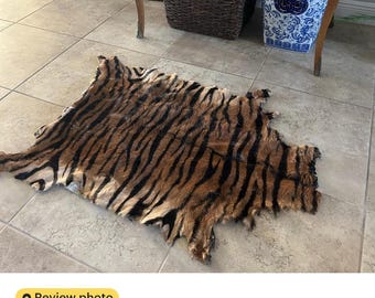 Real Goat Hide Rug – Tiger Print, Rustic Farmhouse Décor