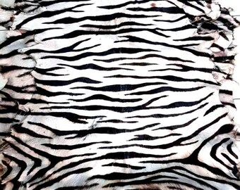 Handmade Goat Hide Rug, Leopard Style Animal Pelt, 100-120x70-80cm