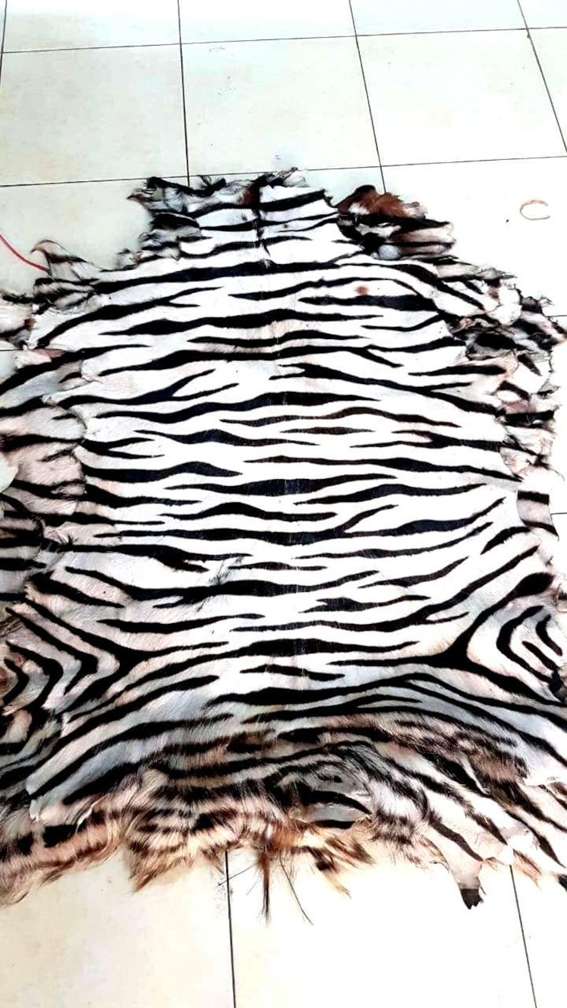 Handmade Goat Hide Rug, Leopard Style Animal Pelt, 100-120x70-80cm image 1