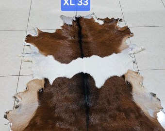 Natural Javanese Goatskin Hair-On Hide – Soft Genuine Fur Leather, Non-Shedding, Clean Scented, Craft Rug Taxidermy Material