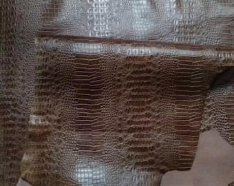 Croc Embossed Cowhide Leather Sheet, Alligator Look (8x24 Inch)