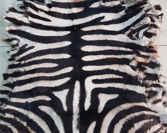 Natural Zebra Pattern Goatskin Hair On Leather Hide Exotic Rare Handmade Luxury Craft Home Decor