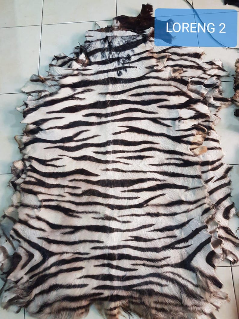 Handmade Goat Hide Rug, Leopard Style Animal Pelt, 100-120x70-80cm image 2