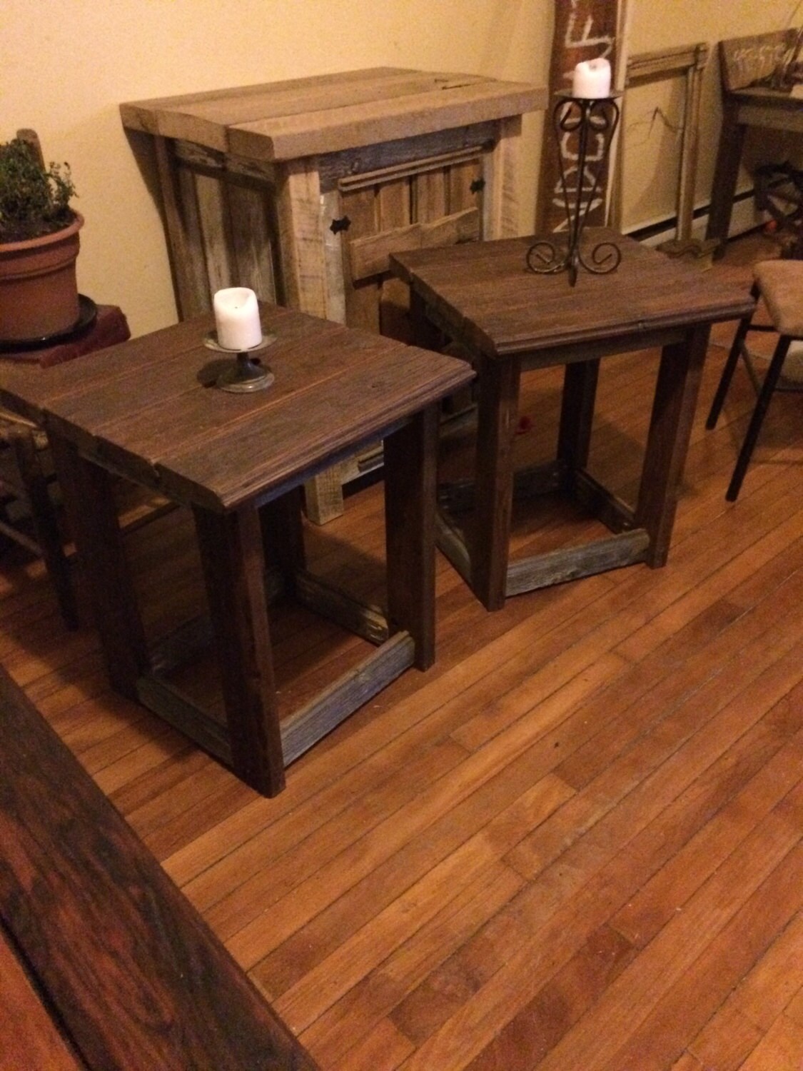 Authentic Barnwood End Table Set Etsy