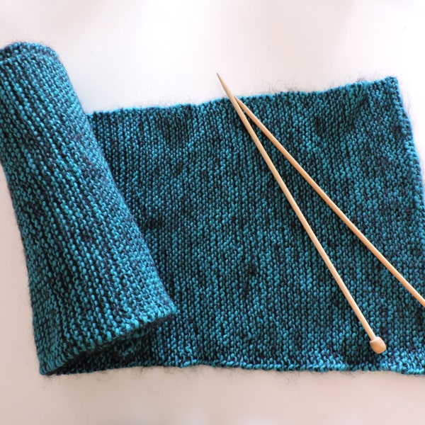 Echarpe bleu turquoise (mérinos) et noire (mohair)