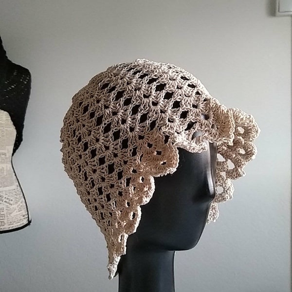 Chapeau de soleil souple en coton blanc crème pour la femme pour l'été fait-main au crochet bohème chic minimaliste hippie vintage