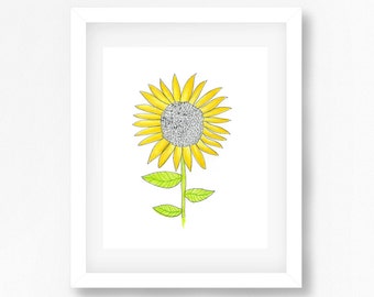 8x10 art print -- sunflower -- flower art