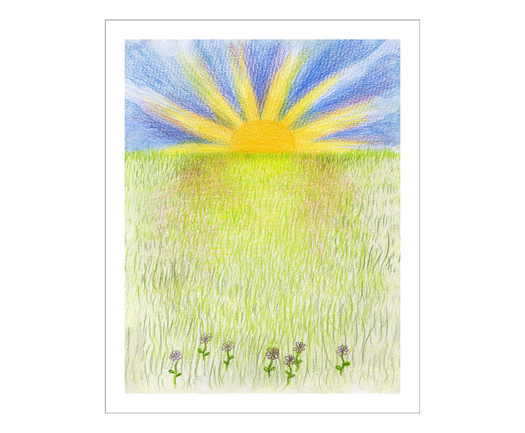 Art Print sunrise Color Pencil Drawing - Etsy
