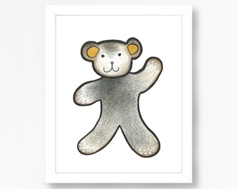 Waving Bear art print  8x10