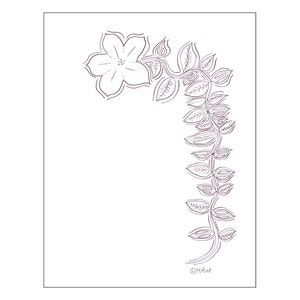 Tall Flower coloring page -- stationery -- print-out page
