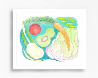 Vegetables art print -- kitchen art -- vegetables