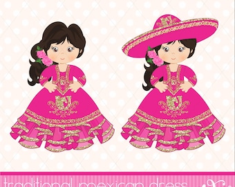 Mexikanische Mädchen, Fifteen Party, Sweet Sixteen, Clipart, Geburtstag, Charra, Mexikanisch, Fiesta, Viva Mexico, Charro, 5 Mayo, Mexikanisch, Gabz, MG107