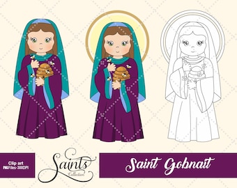 Heiliger Gobnait, katholischer Heiliger, Kommunion, Heiliges Clipart, Katechese, Heilige Sammlung, Gabz