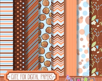 Cute Fox, Digital Paper, Clip art, Boy, Birthday, Baby Shower, Fox Party Theme, Fox Clip art, Gabz