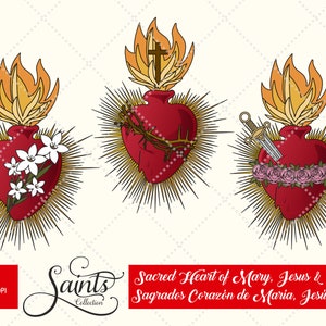 Sagrado Coração de Maria, Jesus e José, Religiosos, Santos, Clipart, Catequese, Santos, Coleção Santos, Gabz