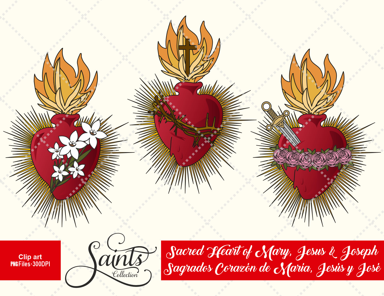 Sagrado Corazón de María, Jesús y José, Religiosos, Santos, Clipart, Catequesis, Santos, Colección Santos, Gabz