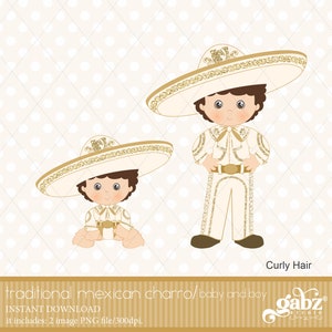 Charro, baby, jongen, beige en gouden glitter, krullend haar, Mexicaanse folklore, clipart, gouden glitter, Azteken, communie, Mexicaans, Fiesta, Gabz