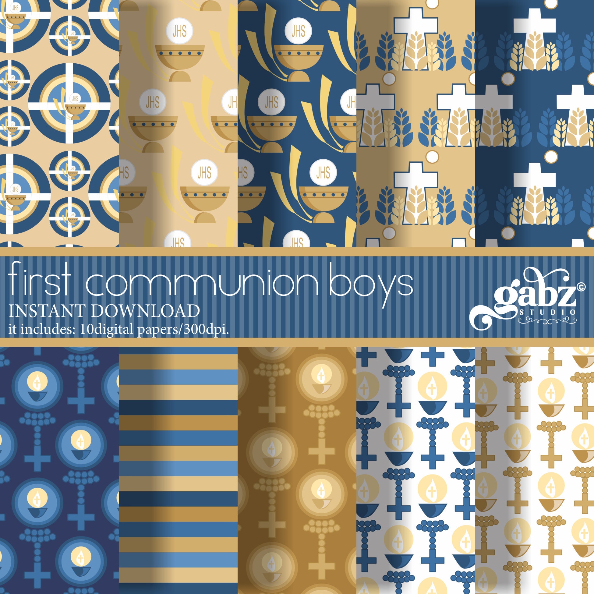 First Communion Boys Digital Paper Boys Communion Clipart - Etsy