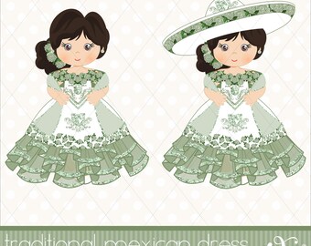 Mexikanische Mädchen, Fifteen Party, Sweet Sixteen, Clipart, Geburtstag, Charra, Mexikanisch, Fiesta, Viva Mexico, Charro, 5 Mayo, Mexikanisch, Gabz, MG110