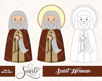 Herman, katholischer Heiliger, religiös, Heiliger Clipart, Digital Stamp, Catechese, Santos, Heilige Sammlung, Gabz