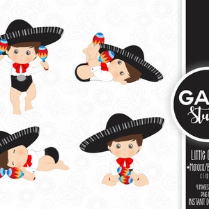 Pequeño Charro, Sombrero Negro, Folclore Mexicano, Clipart, Azteca, Decorativa, Baby Shower, Mexicana, Maracas, Fiesta, Gabz